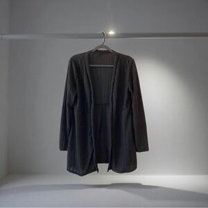 Black Ribbed Open-Front Jacket -(Fits M) - New - Perfect for Fall